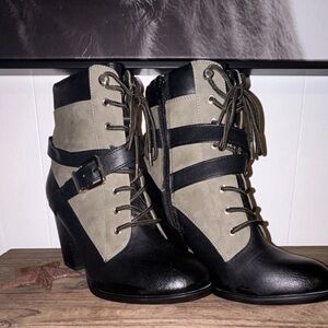 Apt. 9 Dynamic Comfort Lace-Up Buckle Zip High Heel Boots Green and Black
